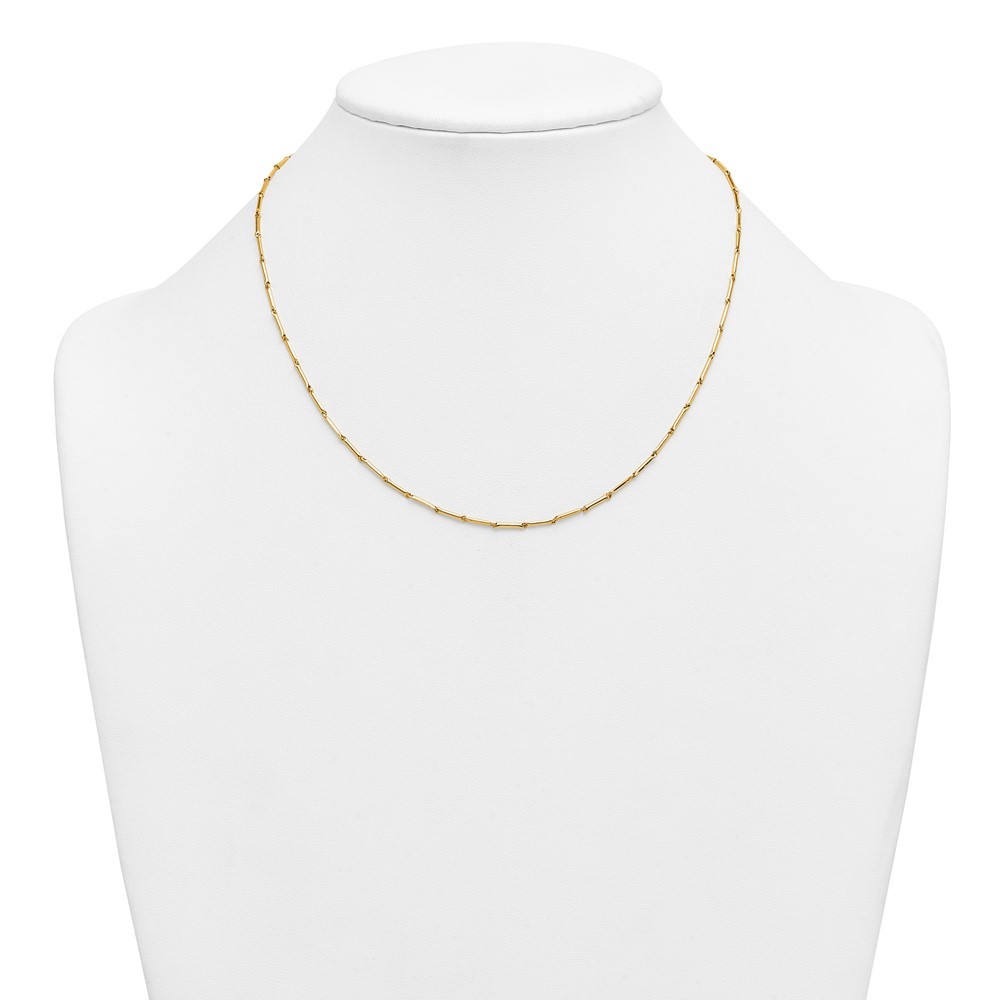 14k Yellow Gold Polished Bar Link Necklace 18″ Gift for Women