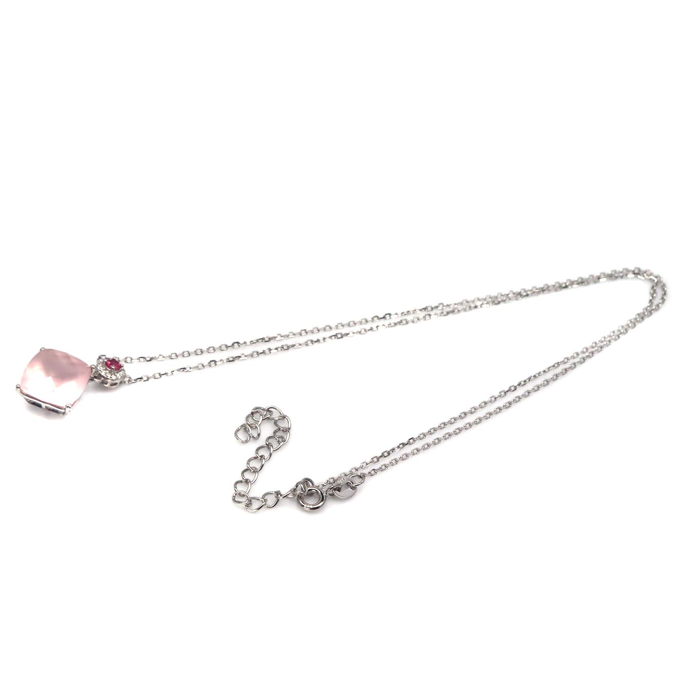 Thai Handmade Pink Rose Quartz, Tourmaline & Zircon Necklace 18.0 In.