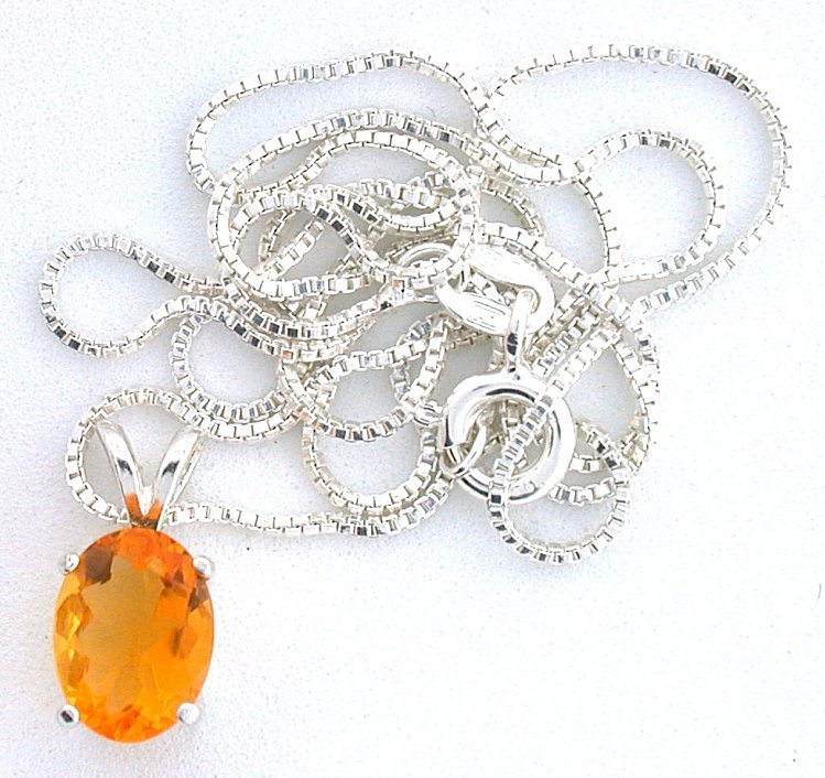 1.22 Carat 9×7 Mexican Fire Oval Opal Gemstone Sterling Pendant 18″ Box Chain