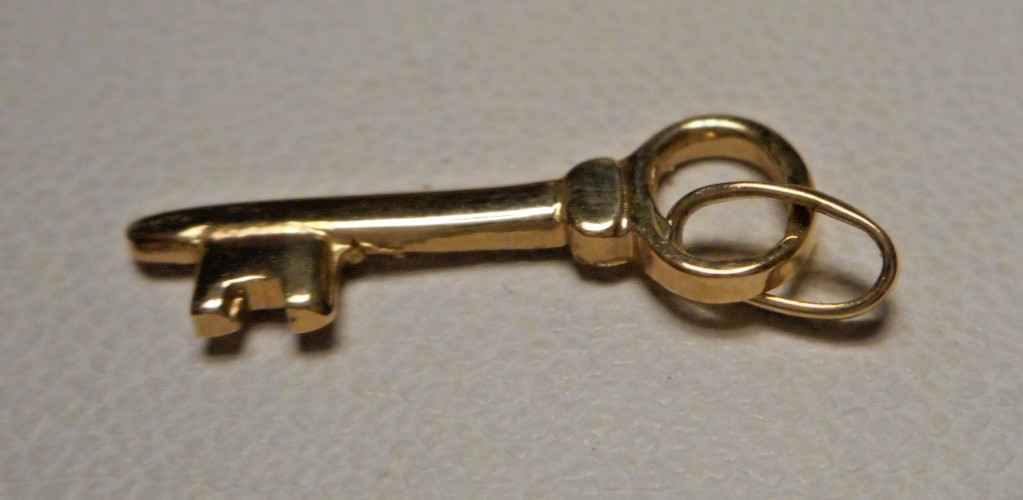 Tiny Vintage 14K Yellow Gold Key Charm or Pendant 0.5g