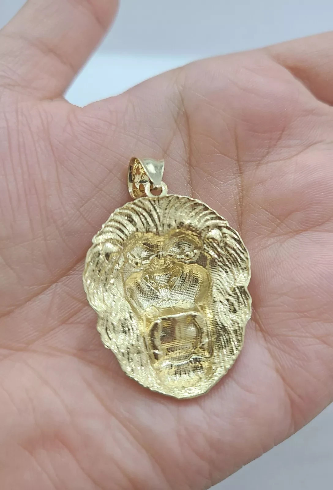 Lion Head Pendant 10k Gold Men Charm Hip Hop Jewelry King Face 10kt Yellow Gold