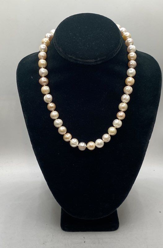 Sterling Silver 925 Multicolor Baroque Pearl Necklace 18.25″ 70.5g