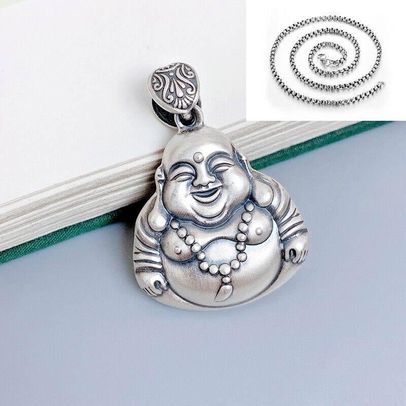 new Smiling Buddha Necklace Pendant Lucky Jewelry for Men or Women with Chain