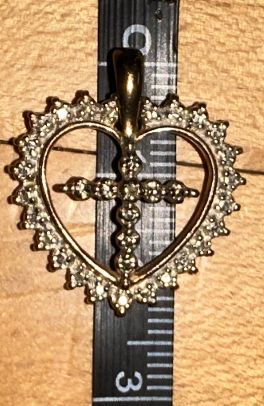 Sterling Silver Two Tone Vermeil Heart Cross Love Pendant Marked RL?