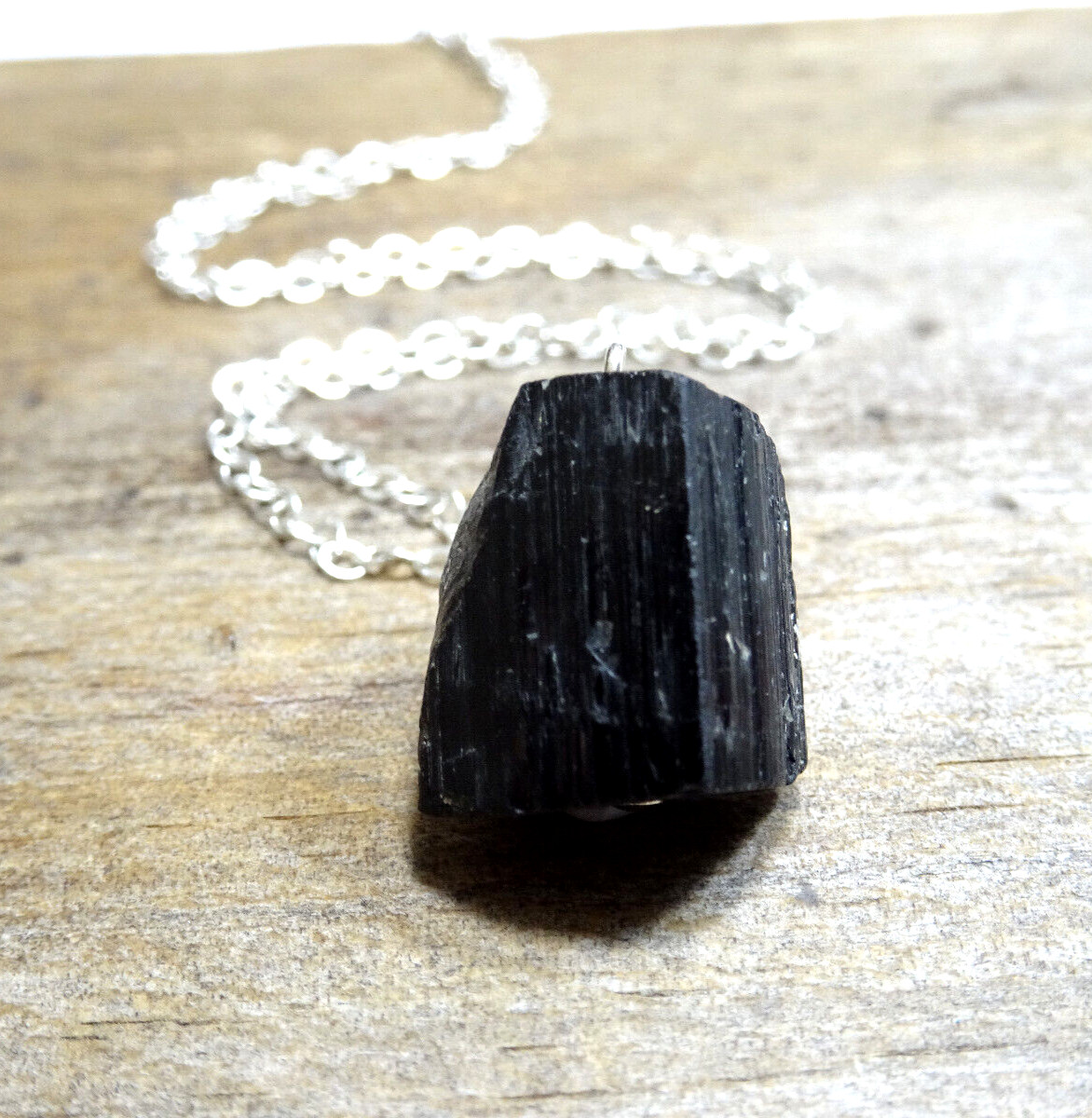 Crystal Raw Black Tourmaline Necklace Root Chakra Jewelry 925 Silver Chain Video