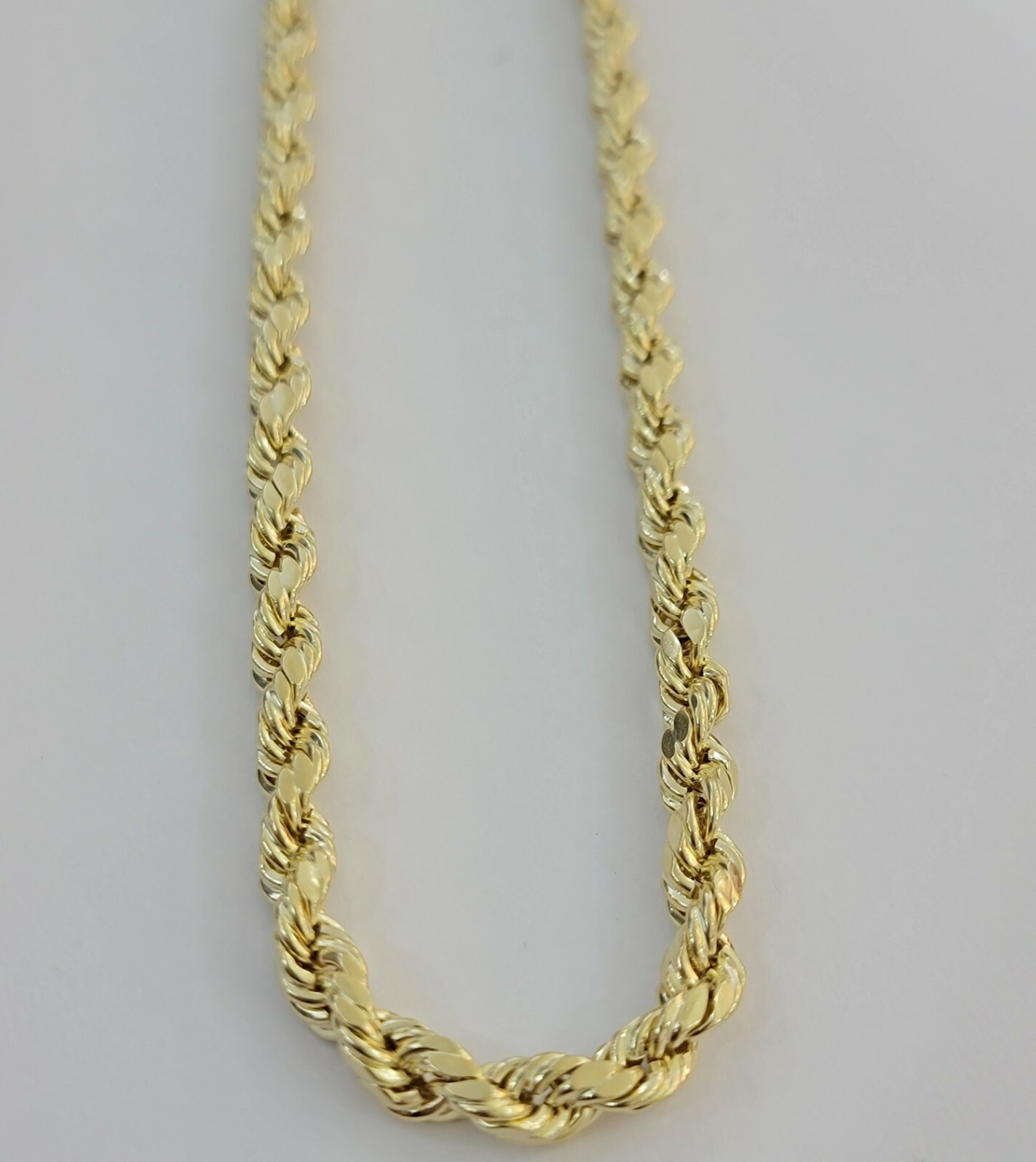 Real Gold 10k Rope Chain Necklace 5mm 18″-30″ Inch Yellow Gold Diamond Cut Men