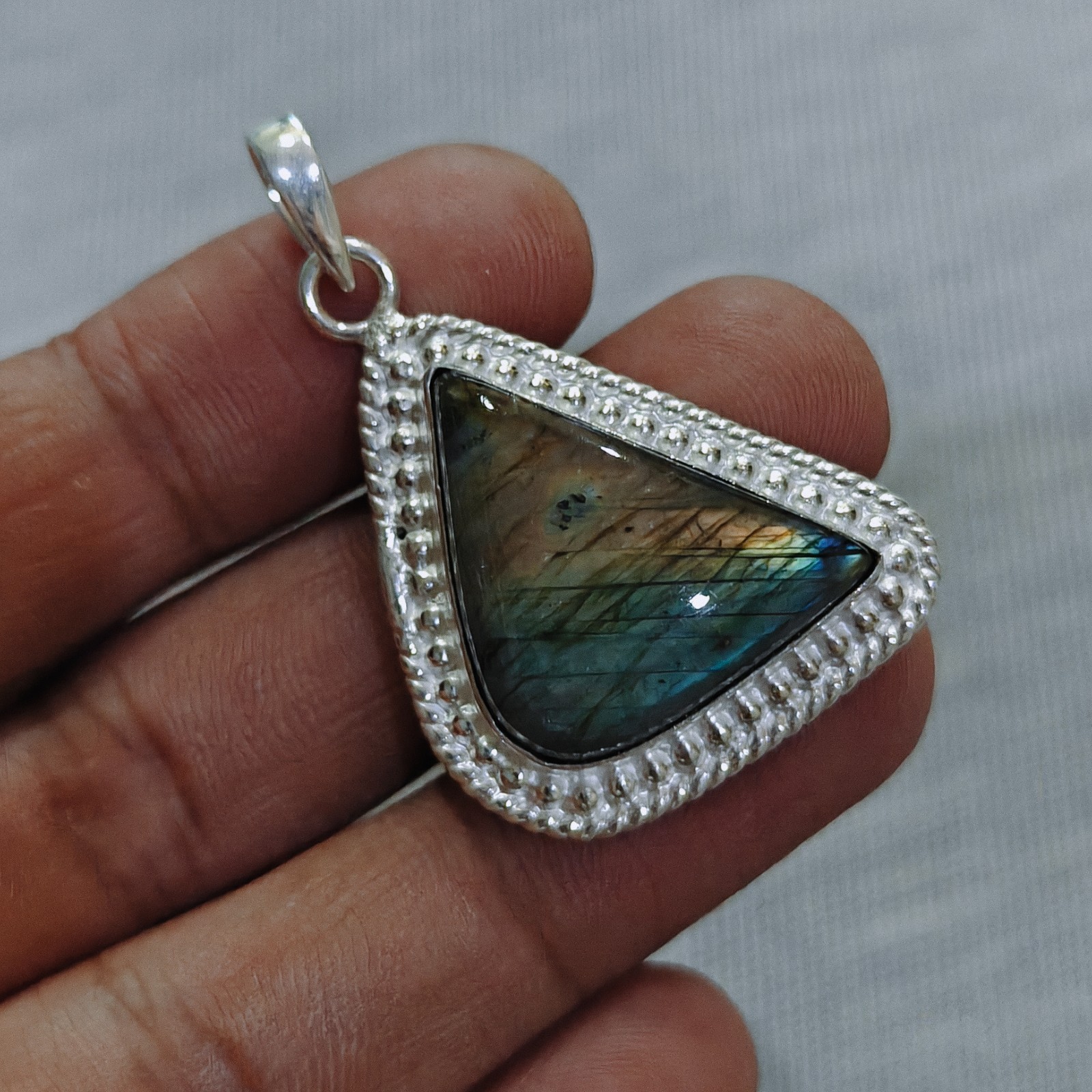 Natural Labradorite 925 Sterling Silver Gemstone Pendant Handmade Pendant Gift