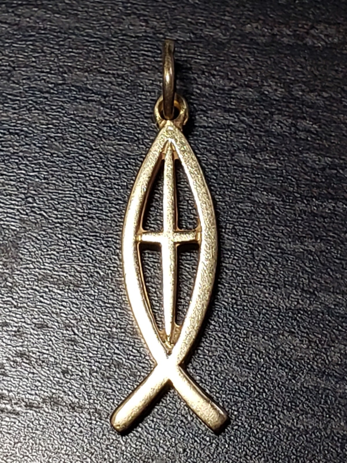 14 Karat Yellow Gold Ichthus With Cross Pendant