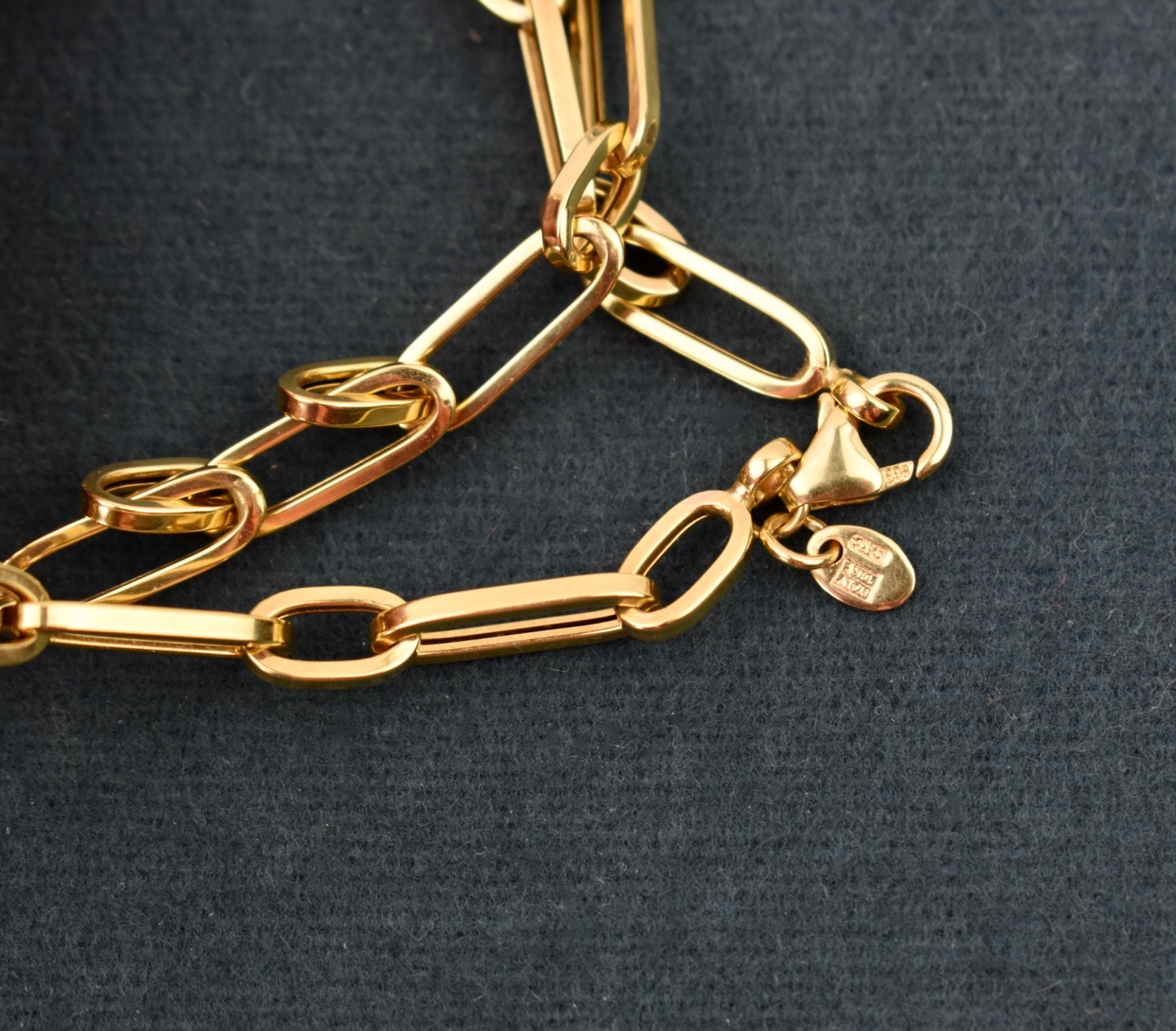 Chunky 14K Gold Italian Designer Long Short Paper Clip Chain 18″ Necklace 8.1g