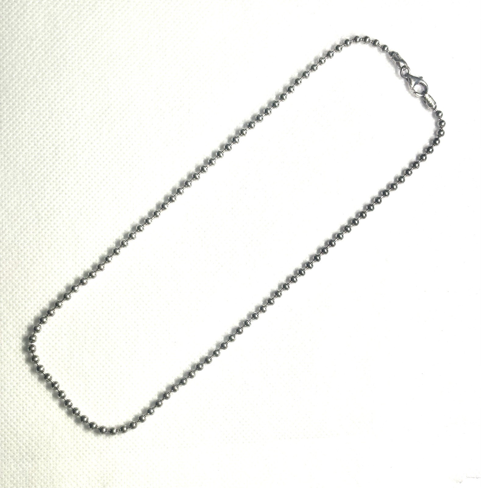 K63 – Italy 925 Sterling Silver 3 mm Bead Link Chain 15” Necklace Choker 10.71g
