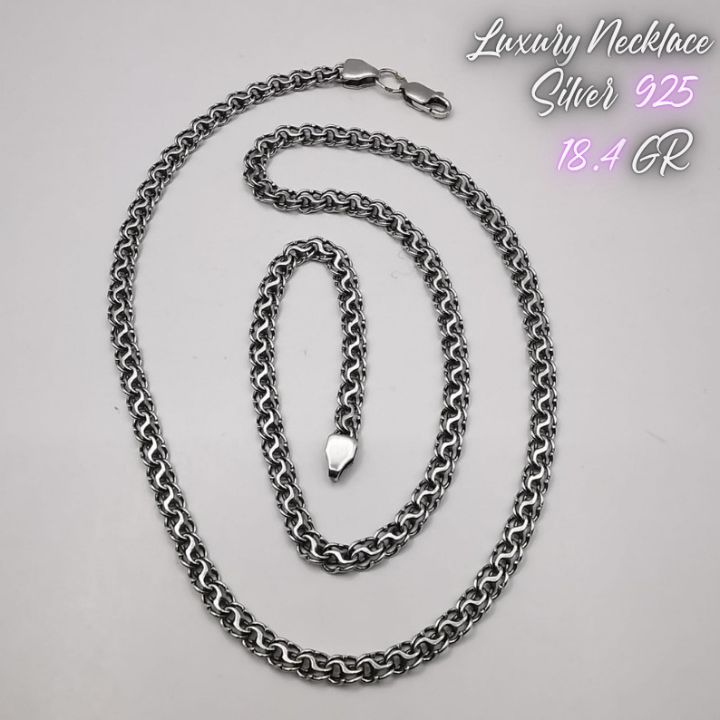 Vintage Fine Unique Necklace Bismarck Chain Bismark Solid 925 Sterling Men Gift