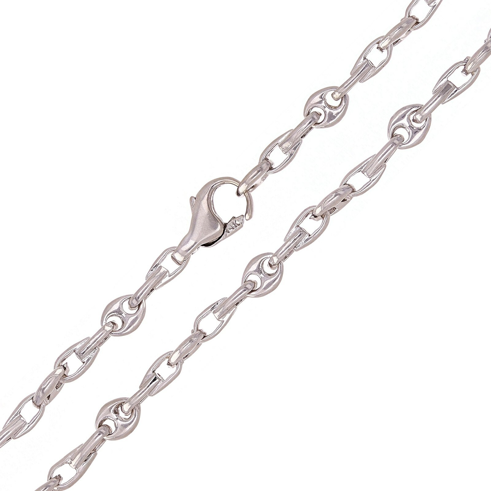14k White Gold Handmade Fashion Link Necklace 21.5″ 4.2mm 19.2 grams