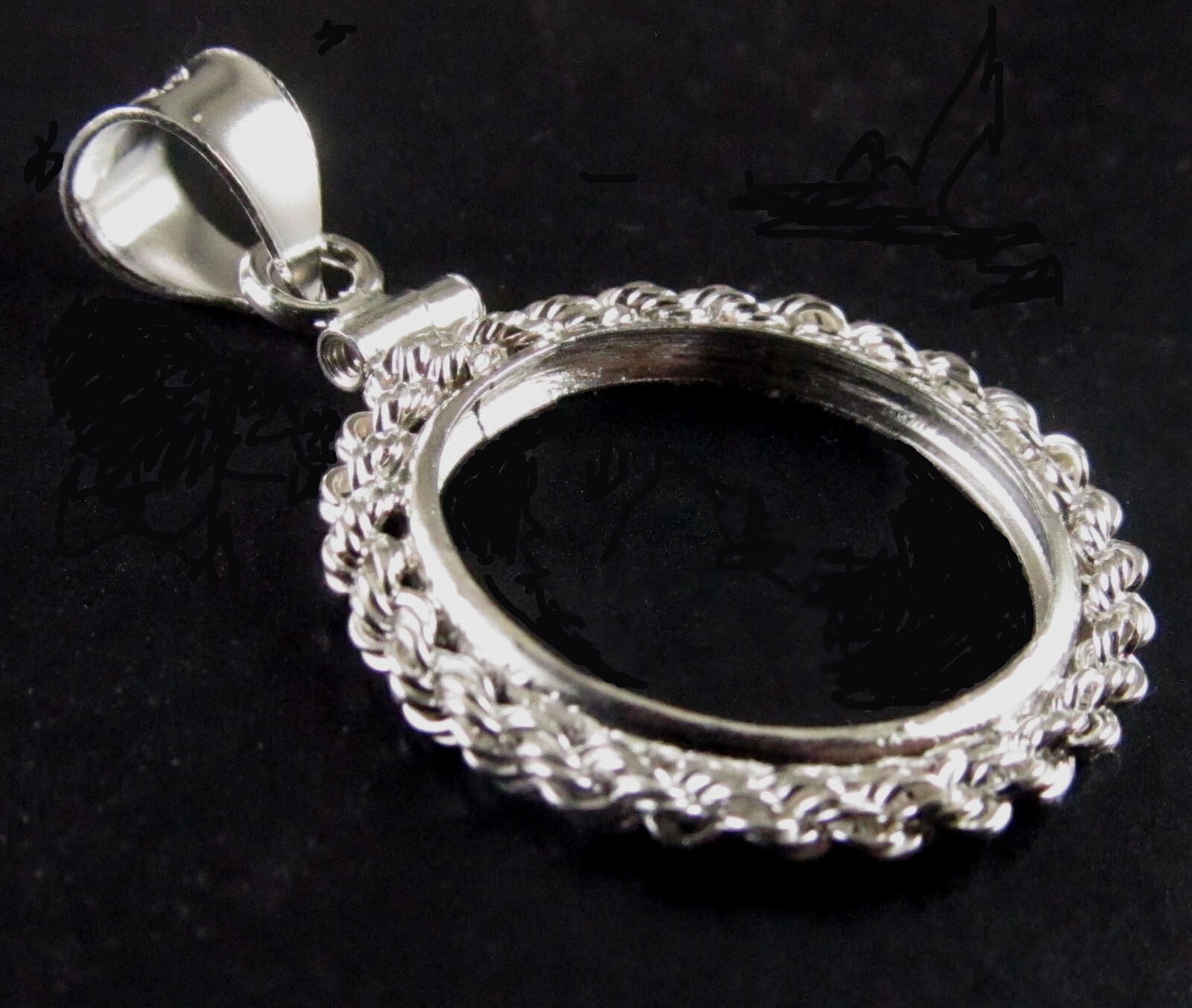 Coin Bezel Dime Sterling Silver Rope with Soldered Bail 18mm x 1.2mm New