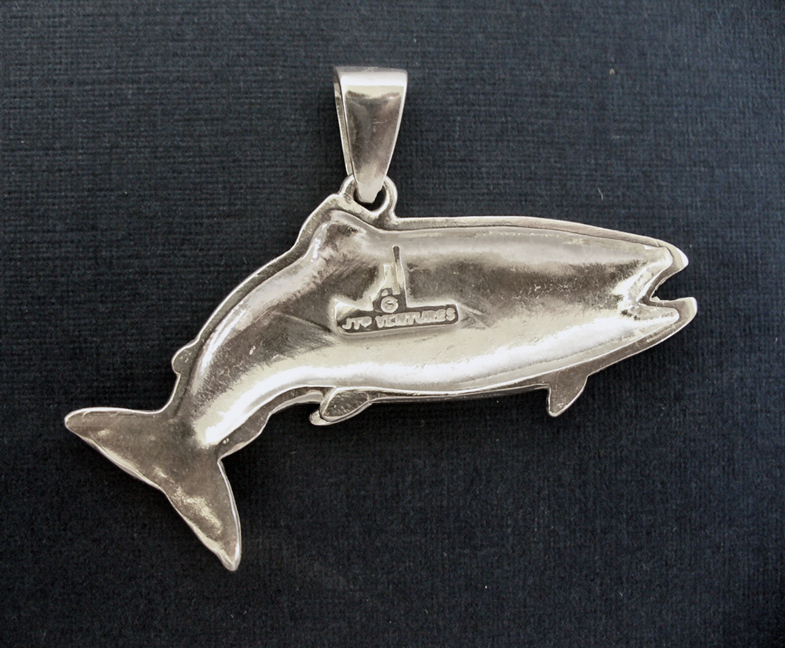 Men Fine Jewelry Pendant CHINOOK / KING SALMON Fish Fishing Sterling Silver