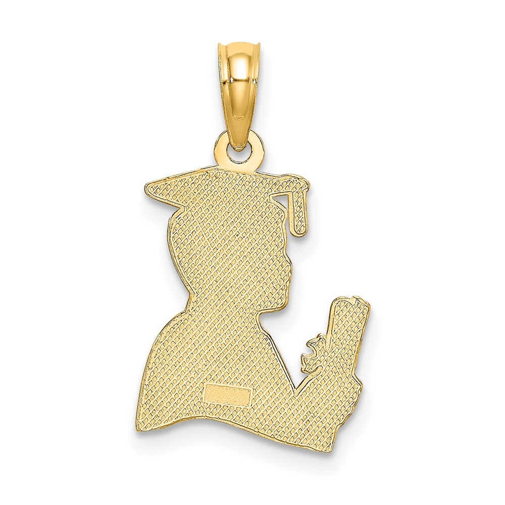 10k Yellow Gold Polished Male Graduation Profile Charm Pendant Gift for Women