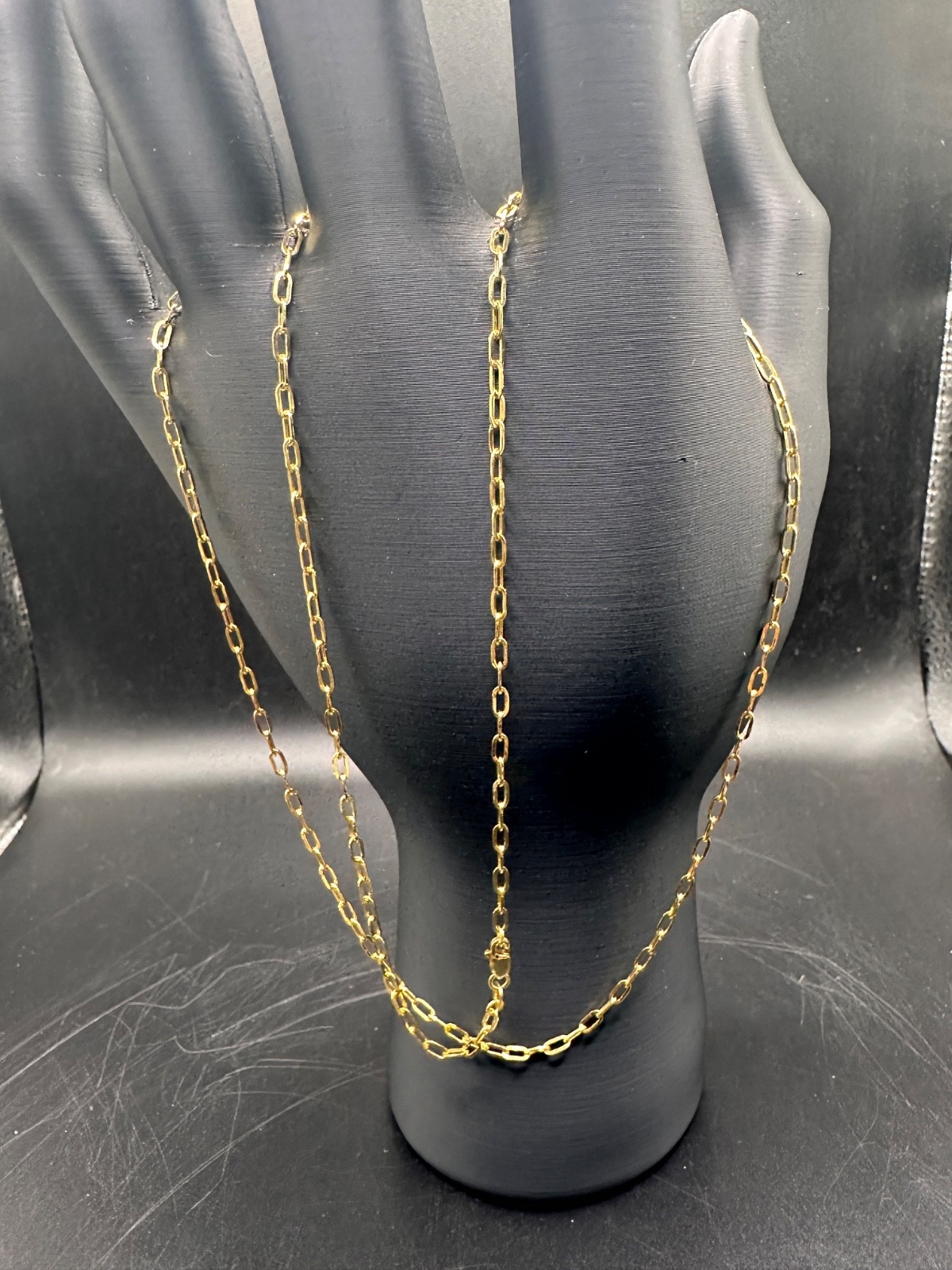 10k gold 24″ 2.3mm paper clip chain necklace