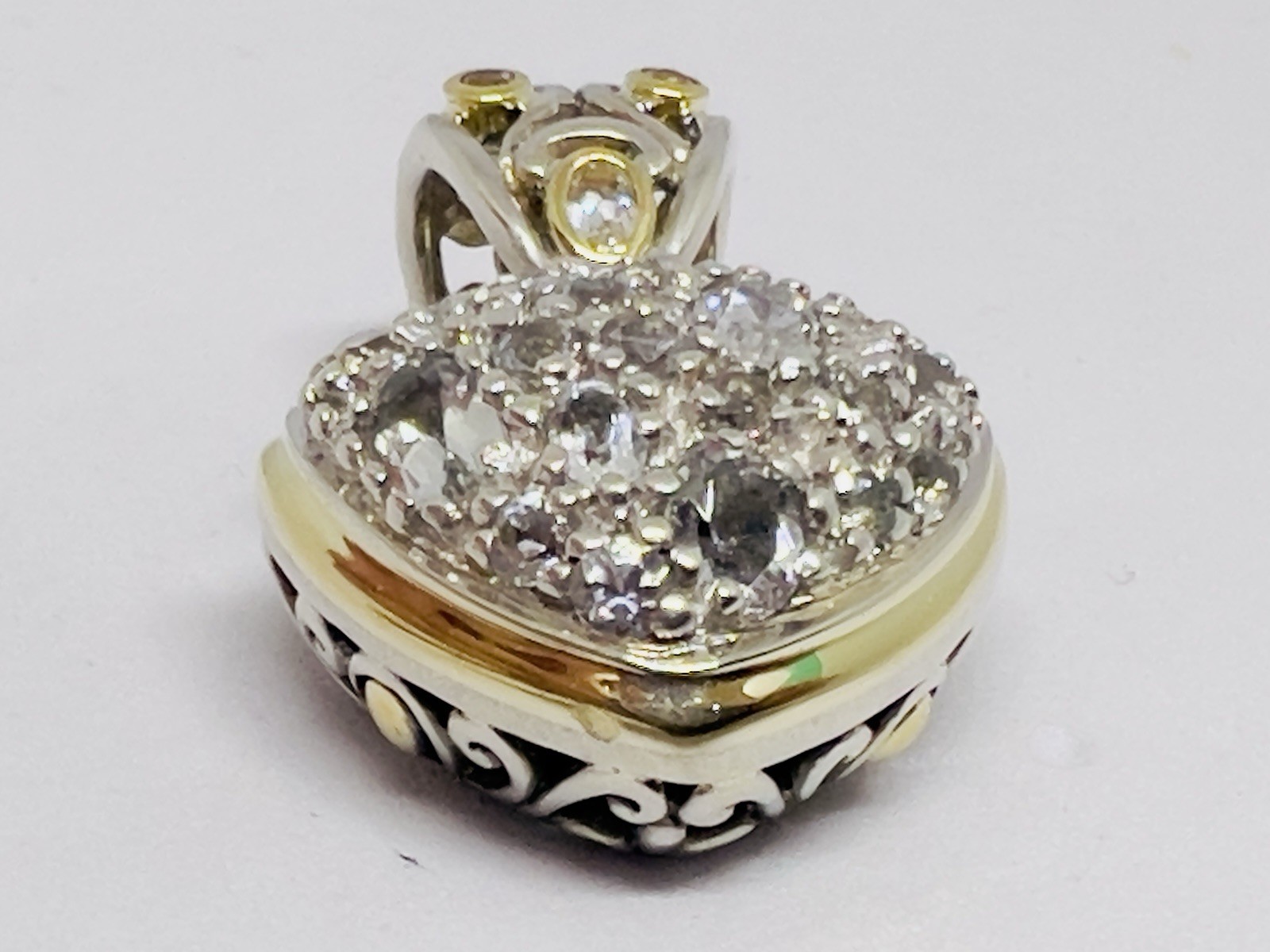 John Hardy Batu 18k Gold 925 Sterling Silver White Topaz Pendant Enhancer