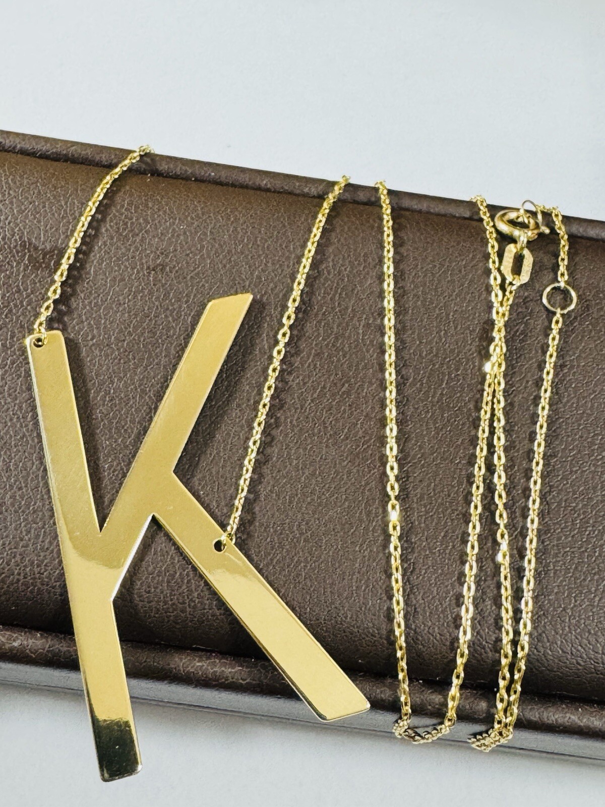RARE 18K 750 YELLOW Gold Letter K initial Necklace 16.5/17.5” Long 1mm 4.1g