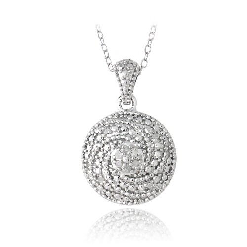 925 Silver 1/10ct Diamond Round Spiral Necklace, 18″