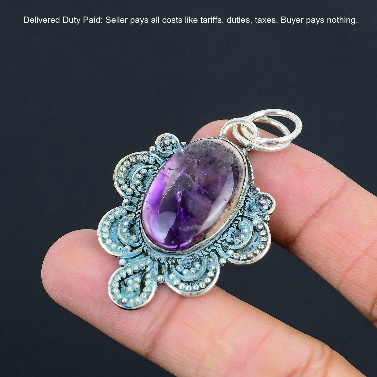 Star Amethyst Stone Birthday February Trendy Pendant Jewelry 925 Sterling Silver