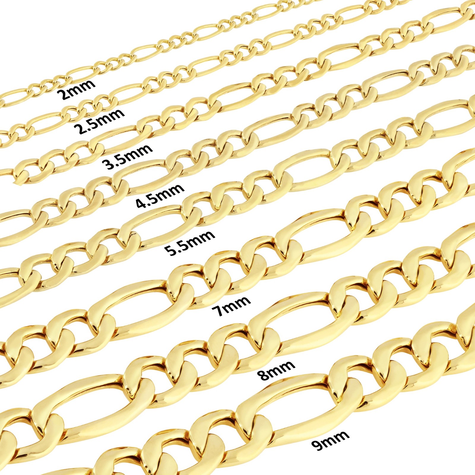 10K Yellow Gold 2mm- 9mm Figaro Chain Italian Link Necklace Mens Women 16″- 30″