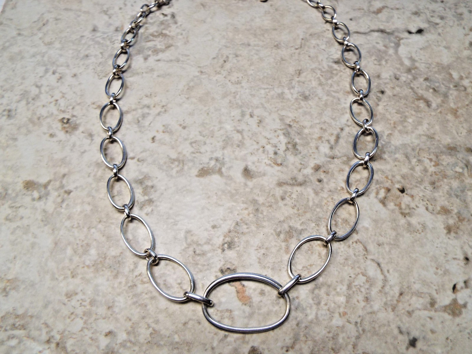 MWS 925 Sterling Silver Oval Link Chain Necklace 18″