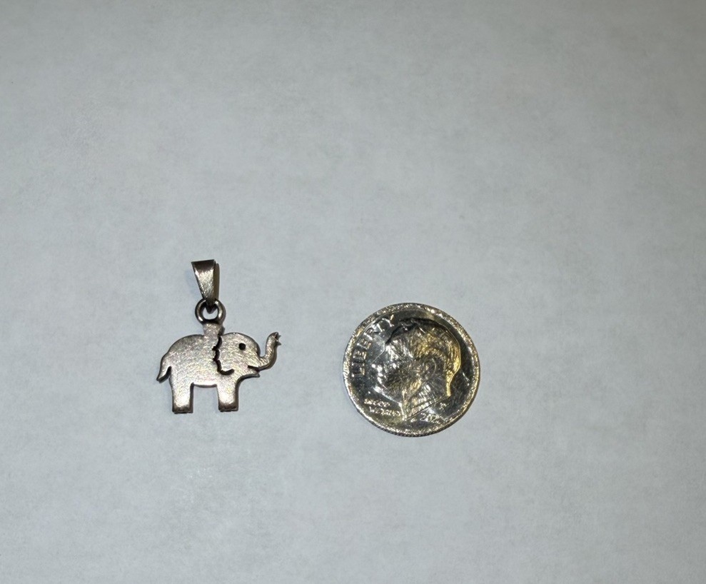 Sterling Silver 925 Elephant Charm Pendant, Animals & Insects Theme, Signed