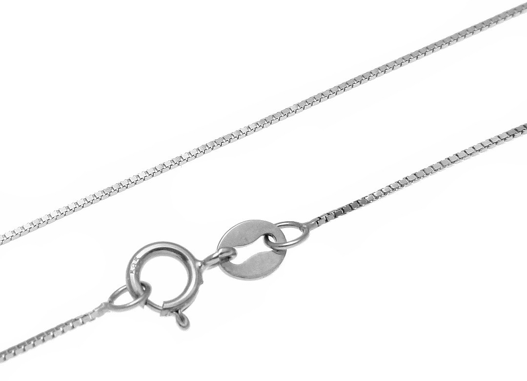 SOLID 14K WHITE GOLD ITALIAN 0.6MM BOX CHAIN NECKLACE 18″