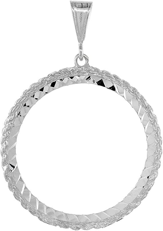 925 Sterling Silver 1 Onza Plata Libertad 36 mm Coins D/C Rope Bezel Prong Back