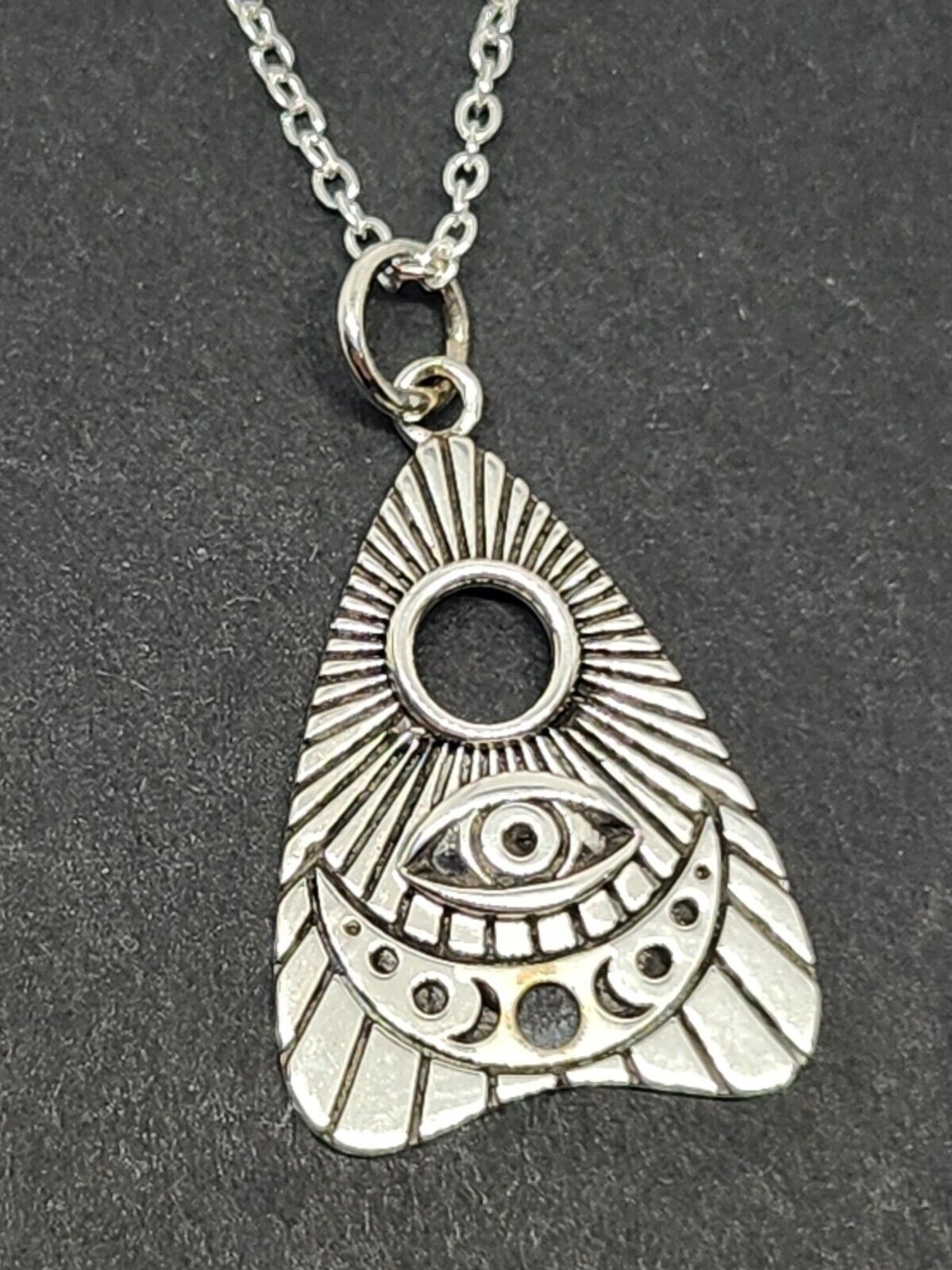 Ouija Necklace Pendant 18″ Chain 925 Silver All Seeing Eye Spiritualist Occult