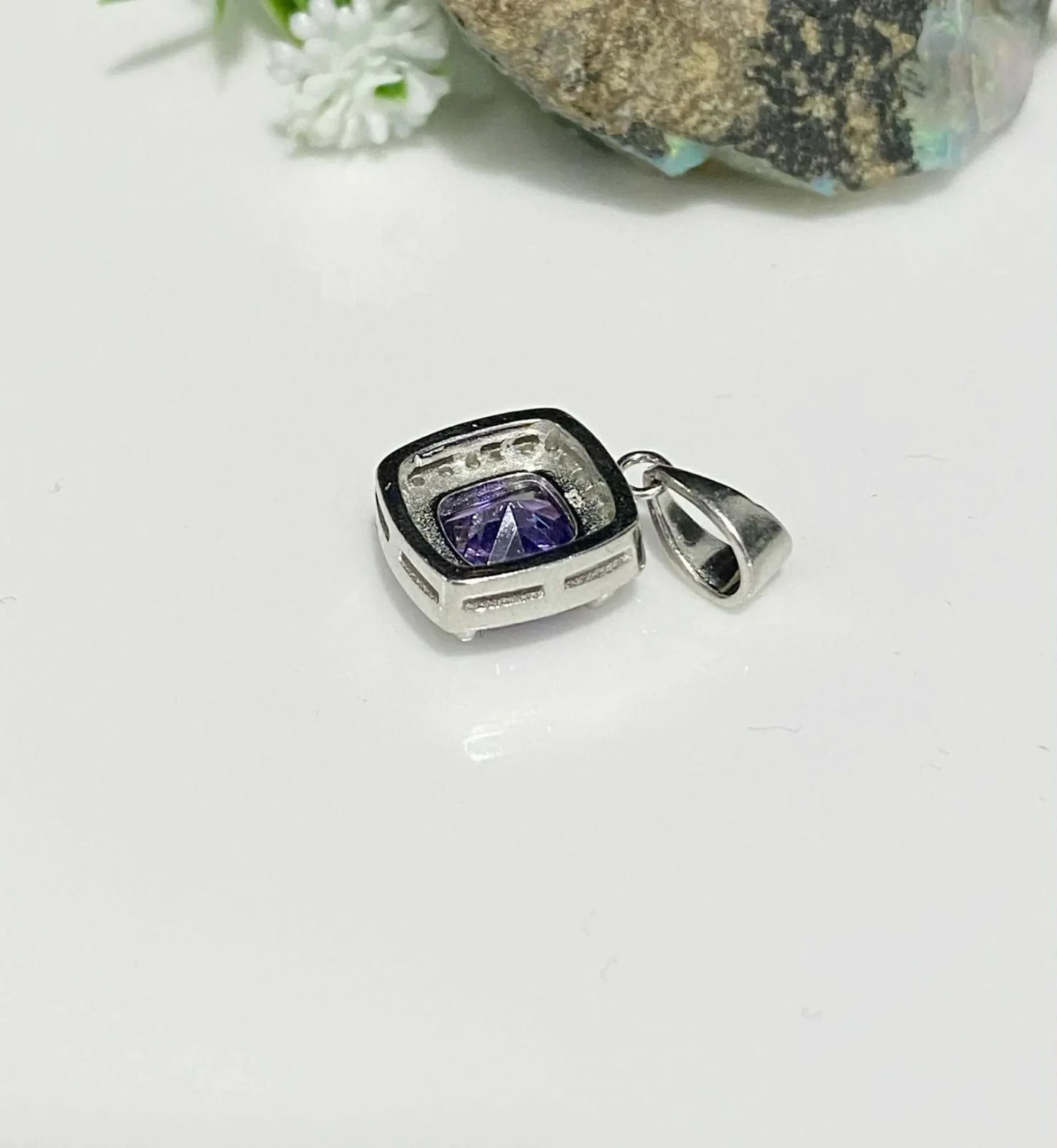 3.50 Ct Cushion Cut Natural Sapphire Diamond Gorgeous Pendant 14K White Gold