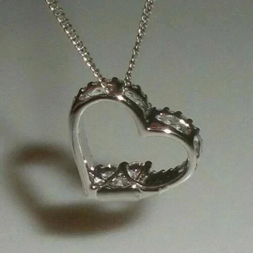 2.15Ct Round Cut White Moissanite Women’s Fancy Pendant 14K White Gold Plated