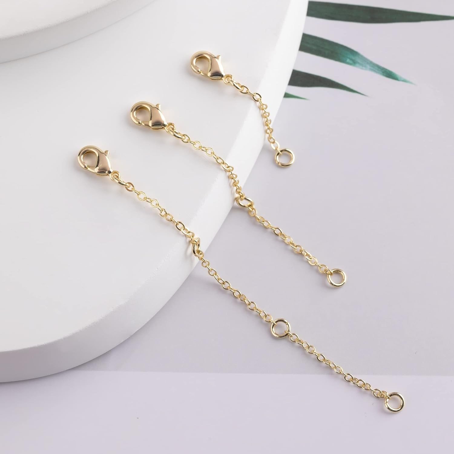 3 pack 14K Gold Necklace Extenders, Chain Lobster for Necklace Bracelet Anklet