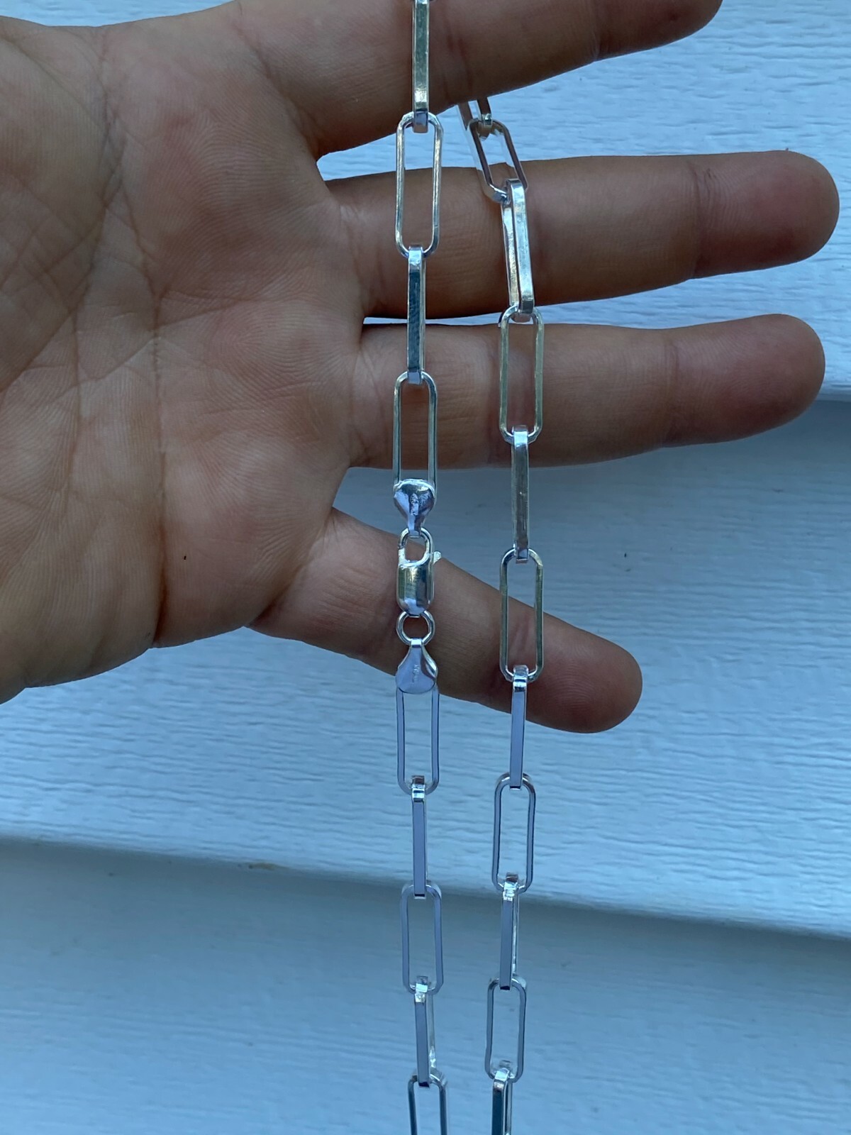 Solid 925 Sterling Silver Paperclip Chain Or Bracelet Large 7mm Necklace Italy