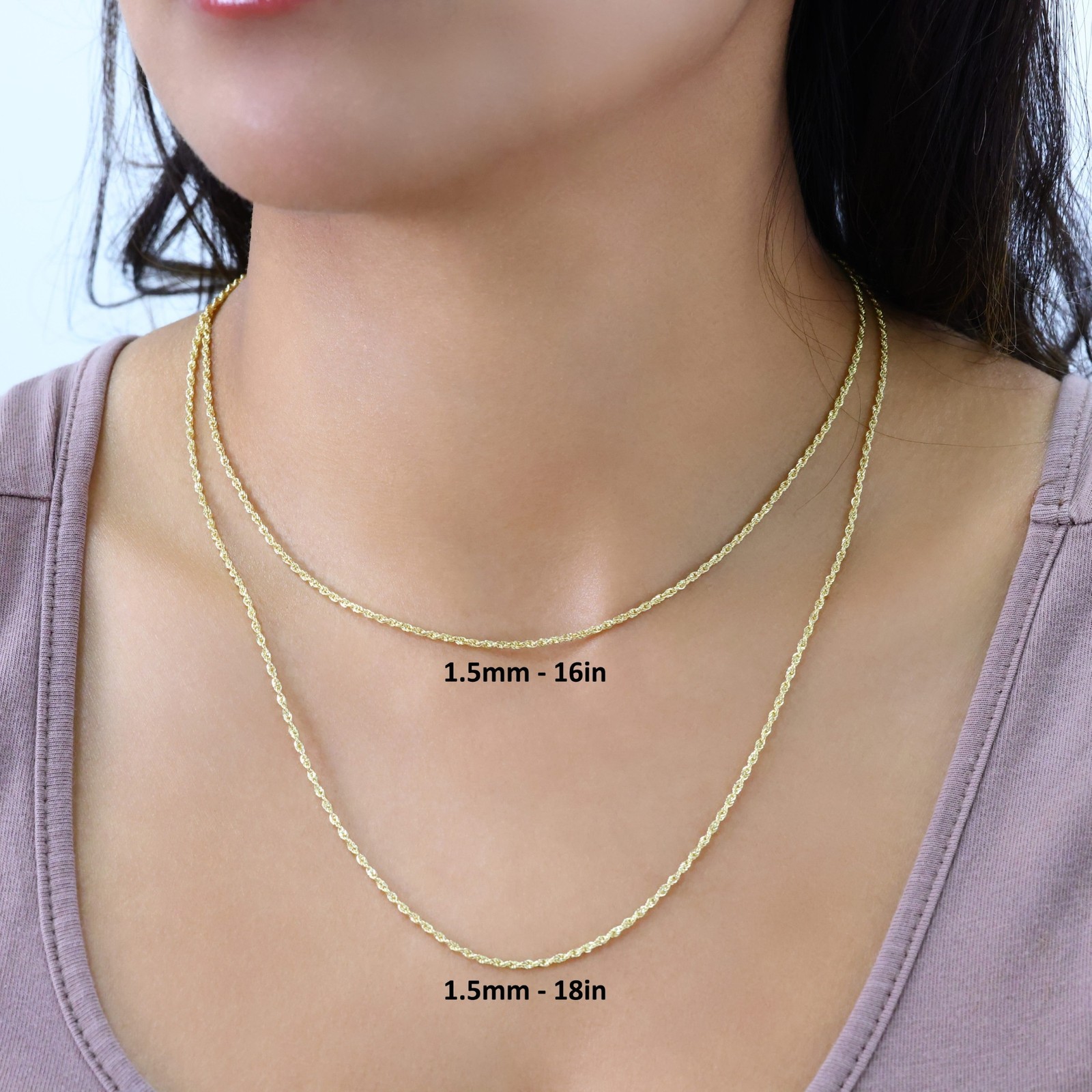 10K Yellow Gold 1.5mm Thin Diamond Cut Rope Chain Pendant Necklace Women 16″-24″