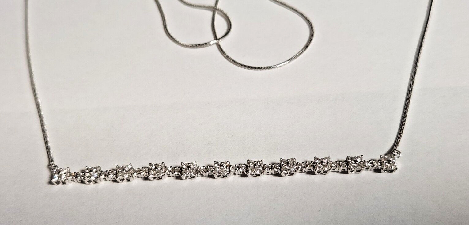 14k white gold diamond bar necklace 1.00 carat t.w.