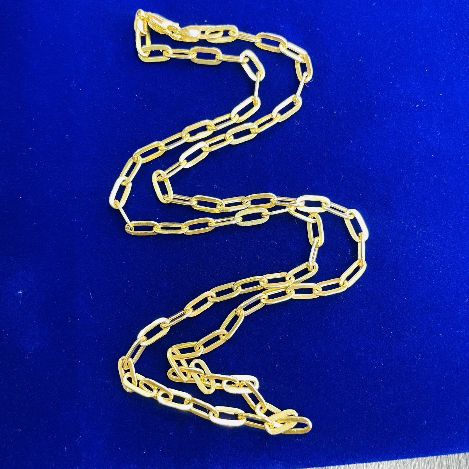 20” 4mm 10K Yellow Gold Paper Clip Link Necklace