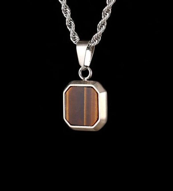 Men’s Tiger’s Eye Gemstone Pendant 925 Silver Handmade Tiger’s Eye Jewelry Gift