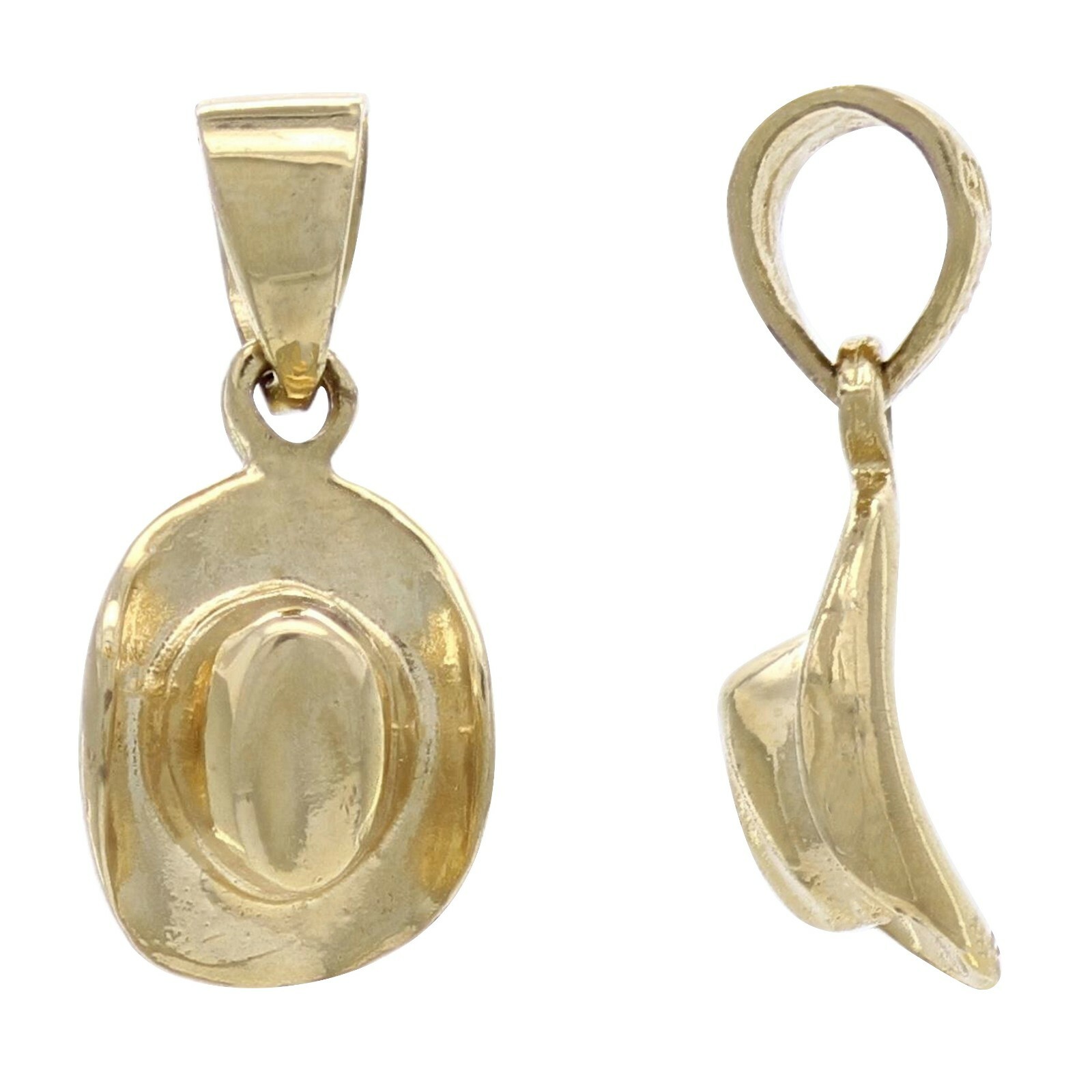 14k Yellow Gold Rodeo Horse Cowgirl Hat Cowboy Hat Charm Pendant 1.1 grams