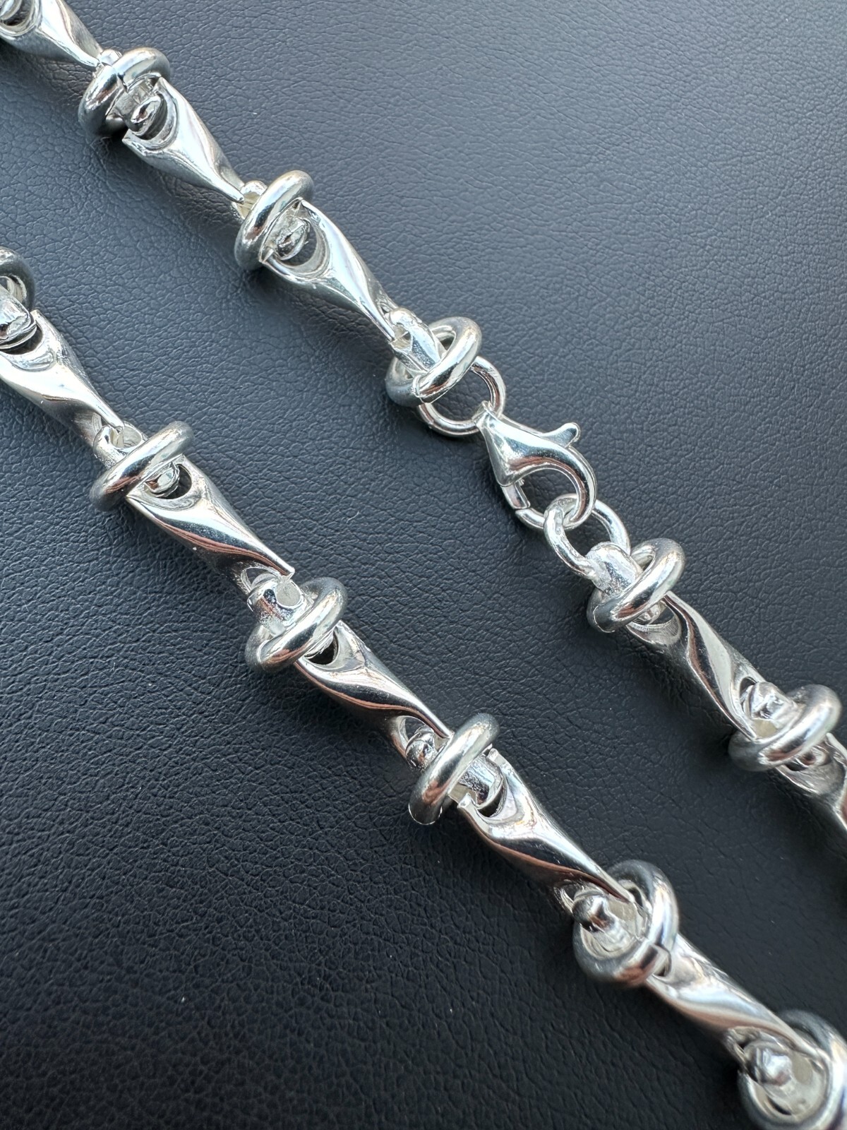Real 925 Sterling Silver Mens Custom 8mm Barbed Wire Link Bracelet ITALY 7-9″