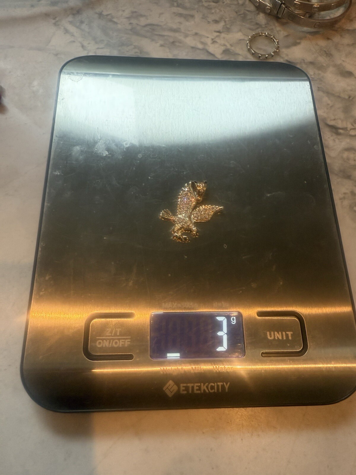 💫10k Solid Yellow Gold Crystal Eagle Falcon Bird Pendant Vintage Roseark💫