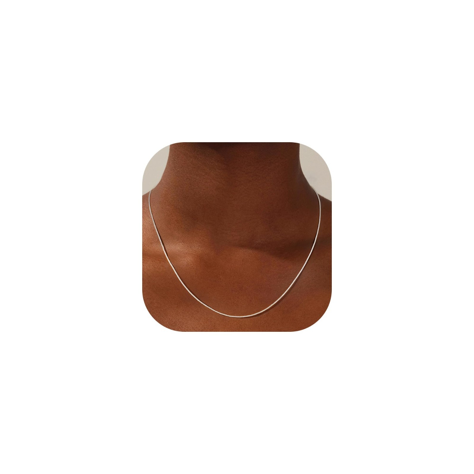 Sterling Silver Box Chain Necklace for Women – Thick 0.8mm Colourfast Jewelry 16