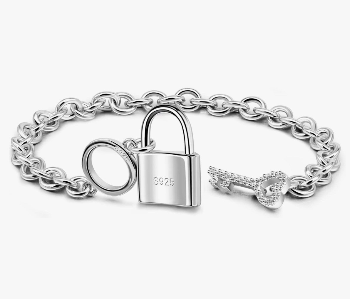 Charm Women 925 Sterling Silver Key Lock Pendant