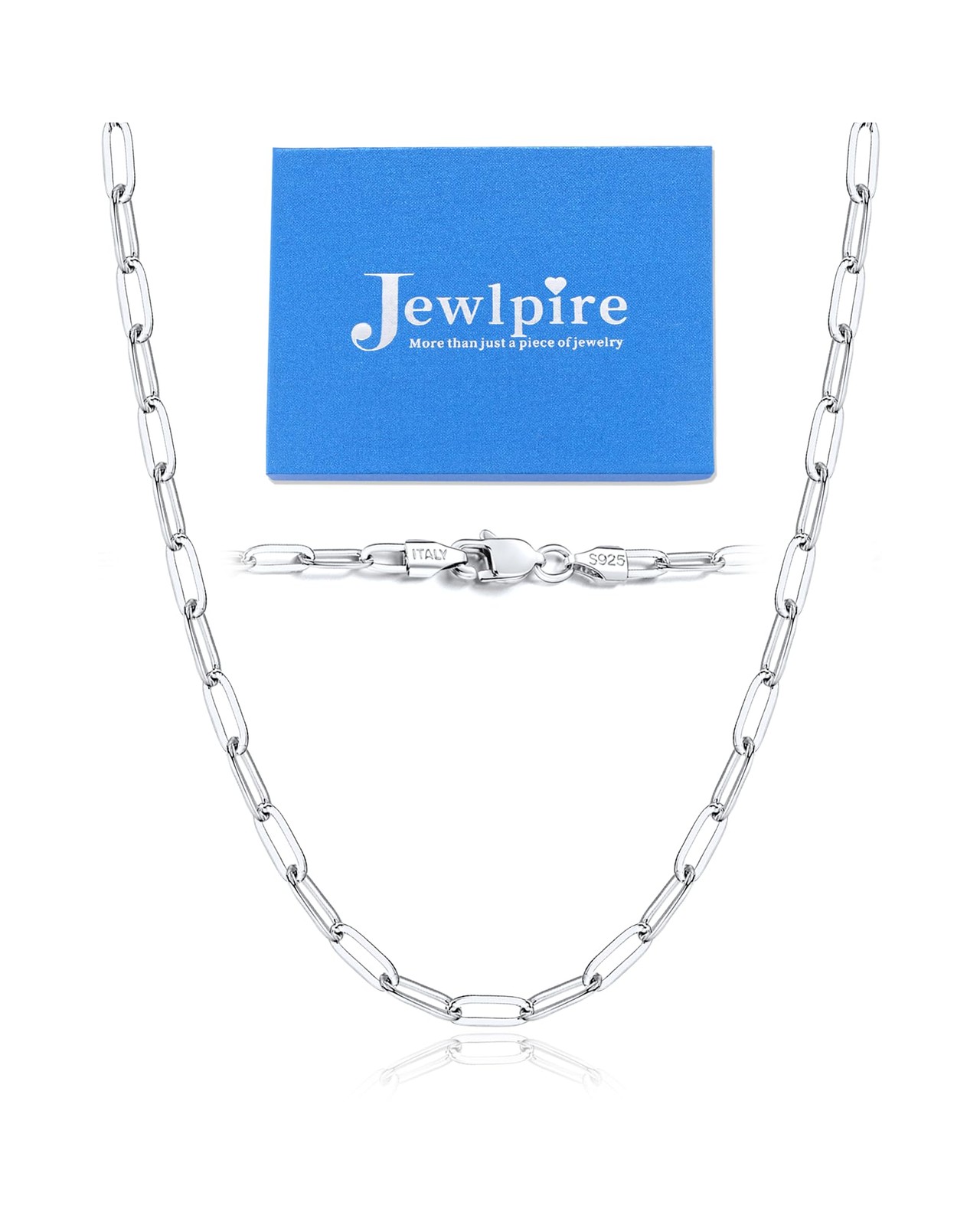 925 Sterling Silver Paperclip Chain Necklace for , 3mm Silver Chain for Shiny…