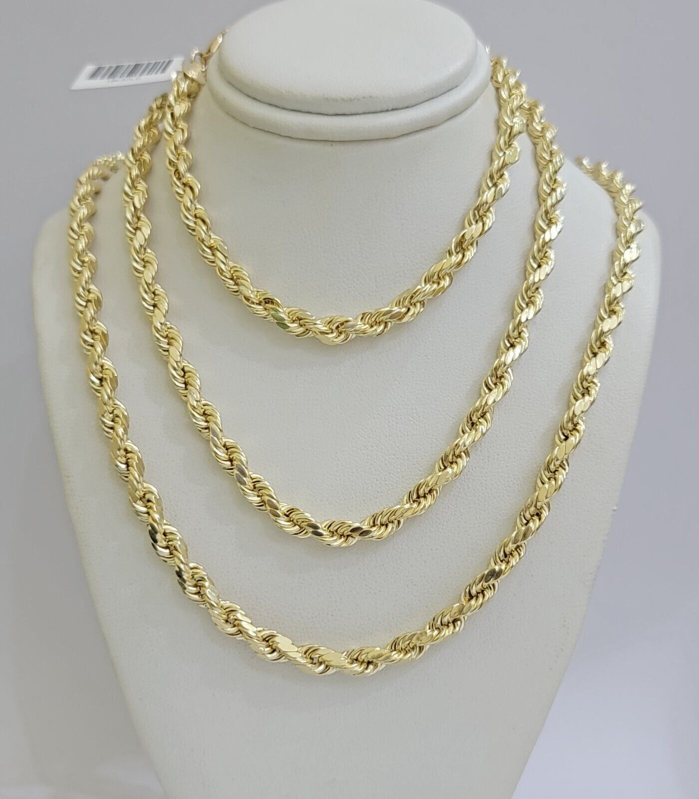 Real 10k Gold Rope Chain Necklace 18-30 Inch 3mm to 10mm Diamond Cut 10KT Yellow