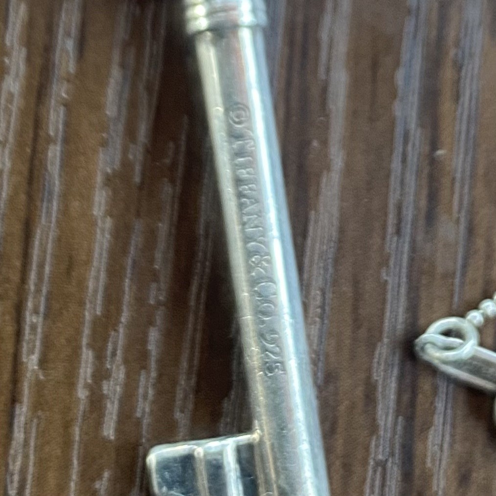 Tiffany & Co. Sterling Silver Large 2.5” Oval Key on 36” Beaded Chain