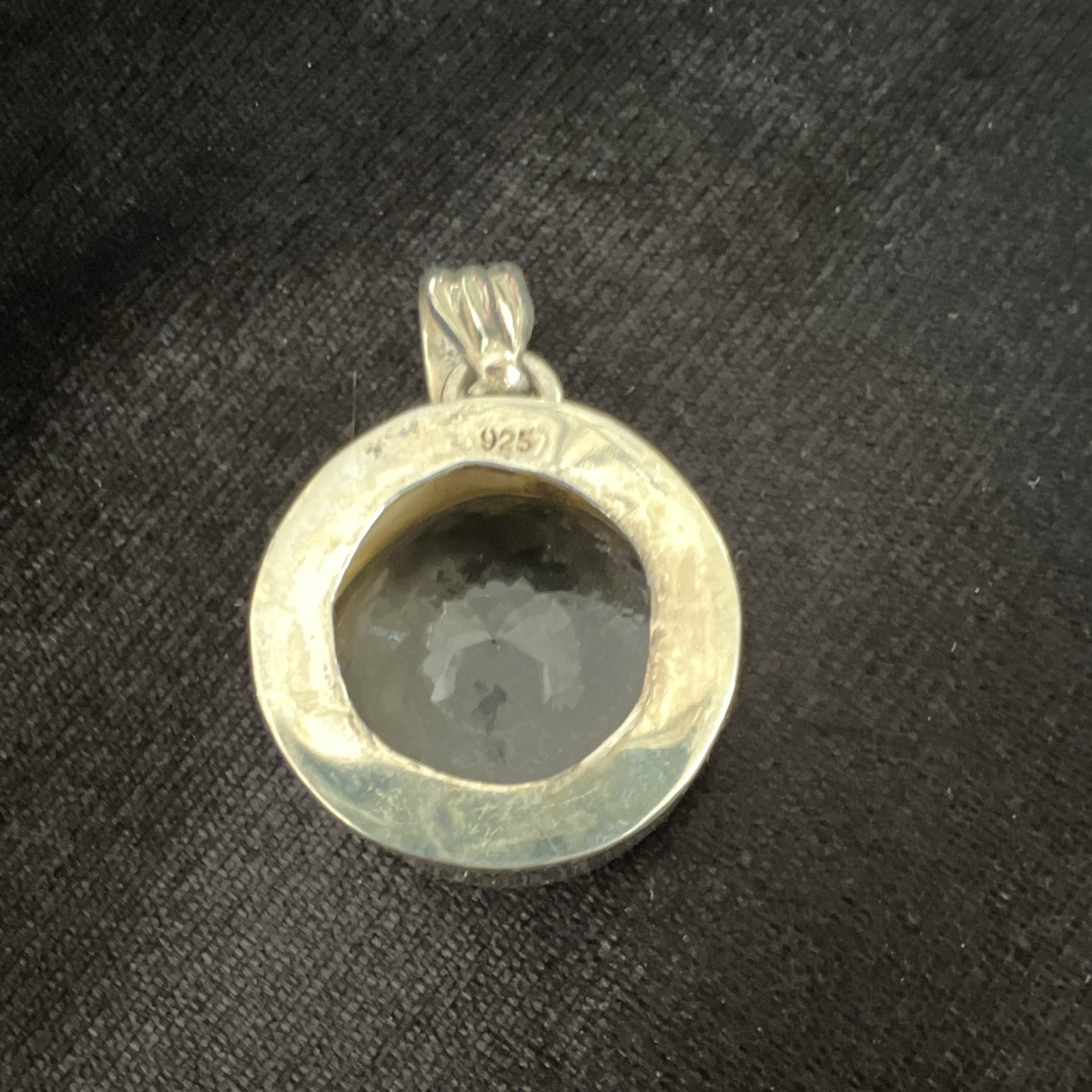 925 Sterling Silver white Topaz Pendant, Bezel Set, Signed