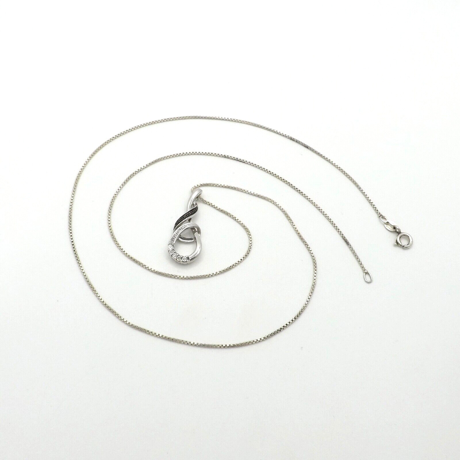 Sterling Silver Natural Diamond Infinity Figure 8 Pendant Necklace 23in