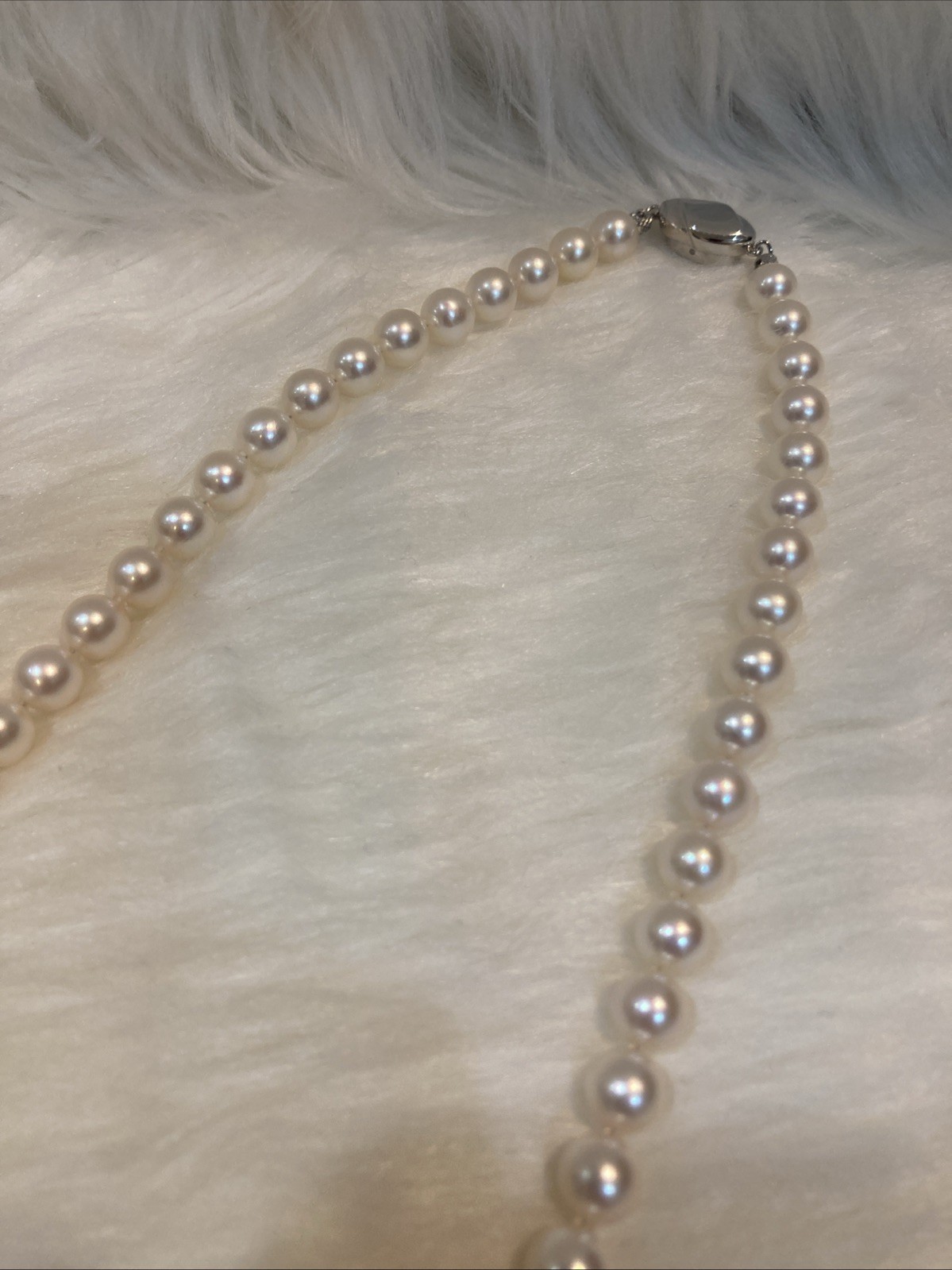 A03 Japanese Akoya Pearl Necklace 82cm 7.5-8mm Silver Clasp Long 69g Excellent