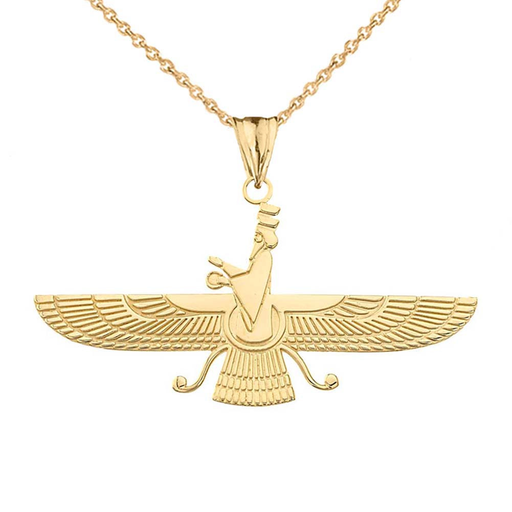 Gold Faravahar Pendant Necklace (Available in Yellow/Rose/White Gold)